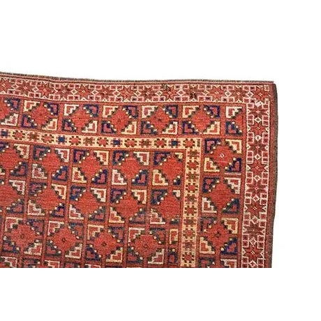 Wonderful Red Color With Rhombus Geometric Design Antique Asian Ersari Beshir Rug For Sale - Image 10 of 12