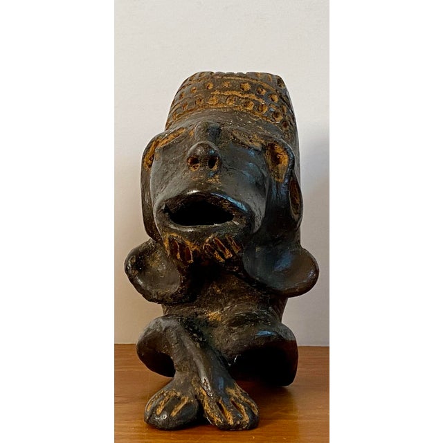 Sculpture Materials 3 Brutalist Clay Figures South American Mexican Pre Columbian Style Black Ware Musical Vintage / Antique For Sale - Image 7 of 17