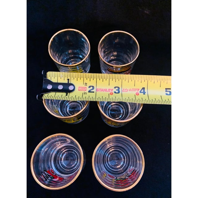 Glass Mid 20th Century Gold-Rimmed Ruhrglas Car Lovers Shot Glasses in Original Box- Set of 6 For Sale - Image 7 of 11