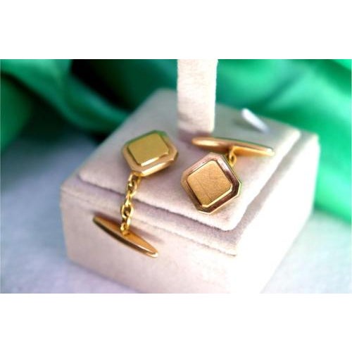 Gold Gold Cufflinks in Square Shape, Set of 2 For Sale - Image 8 of 8