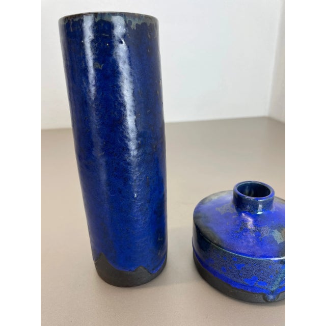 Blue Ceramic Studio Vase from Gerhard Liebenthron, Germany, 1970s, Set of 2 For Sale - Image 12 of 18