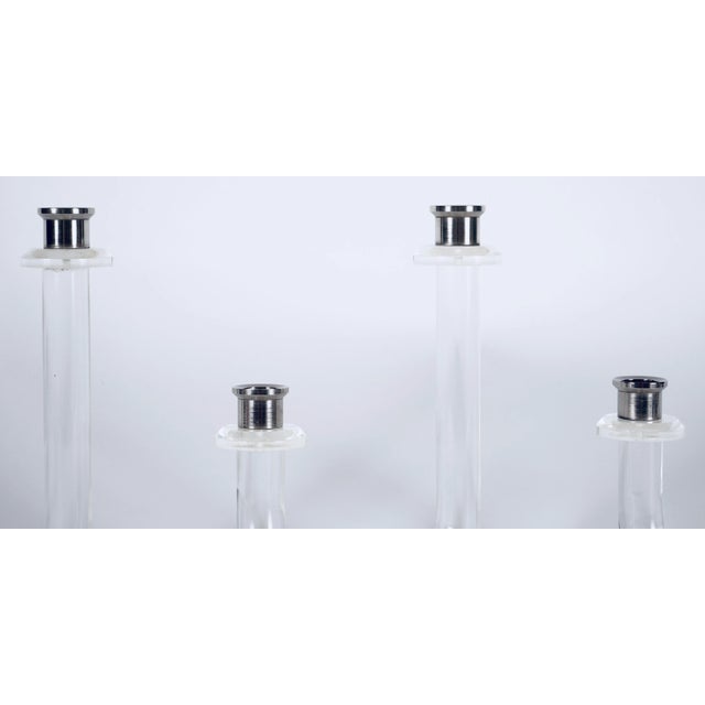 Lucite and Steel Pretzel Candle Holders in the Style of Dorothy Thorpe -Set of 2 For Sale - Image 9 of 11