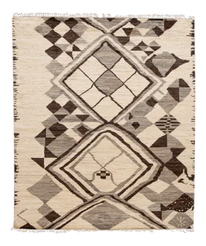 Modern Moroccan-Style Tribal Room Size Wool Rug 8 Ft 4 in X 9 Ft 9 In