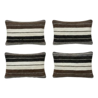 Turkish Wool Lumbar Kilim Pillow Cover 16'' X 24'' - Set of Four For Sale