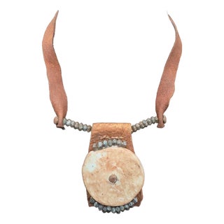 1970s Himba Tribe Necklace, Leather, Shell, Iron For Sale