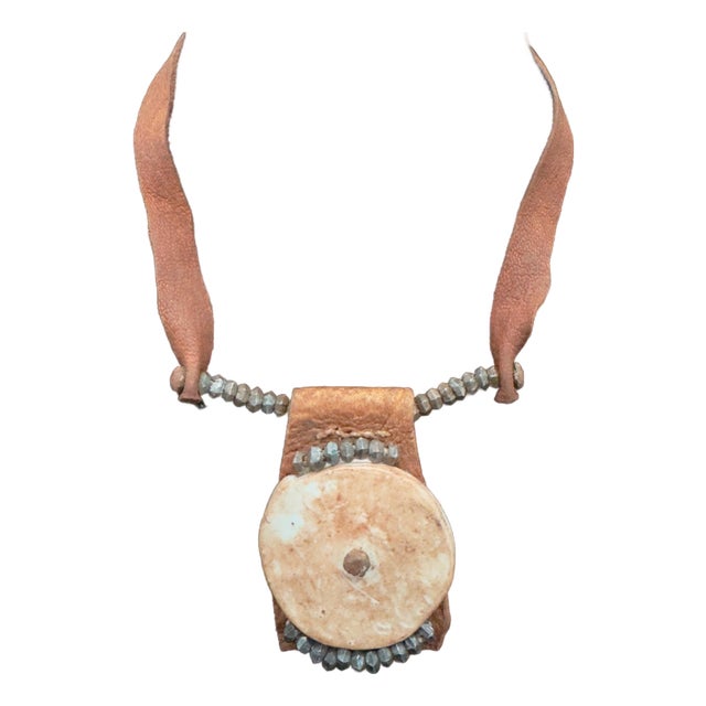 1970s Himba Tribe Necklace, Leather, Shell, Iron For Sale