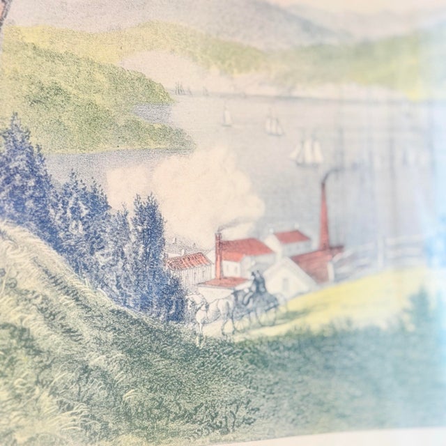 Early 20th Century Currier & Ives "The Hudson at Peekskill" Antique Hand-Colored Lithograph, Framed For Sale - Image 5 of 7