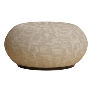 Round Pouf in Smoked Oak by Lebanto For Sale