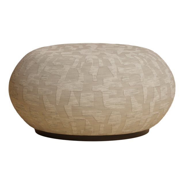 Round Pouf in Smoked Oak by Lebanto For Sale