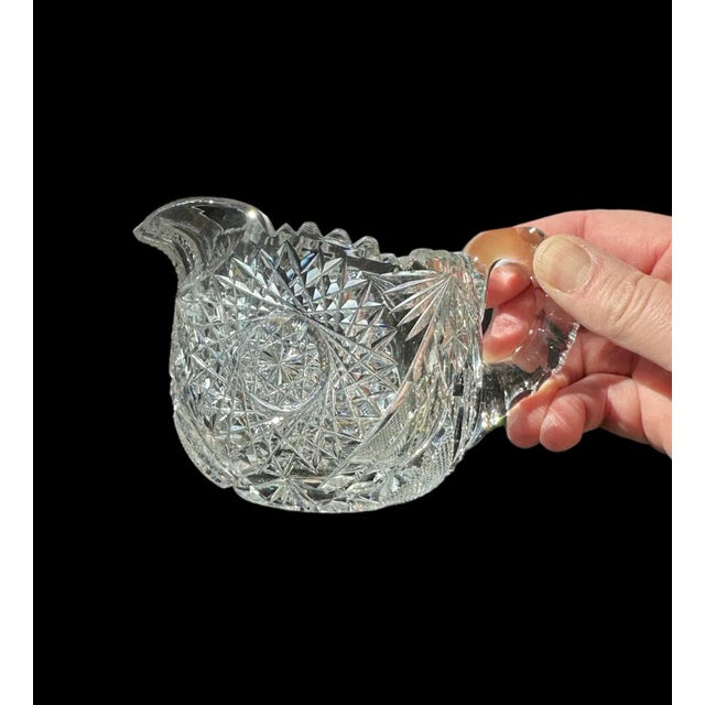 Transparent Antique Late 19th Century American Brilliant Period Crystal Hand Cut Sugar and Creamer Set- 2 Pieces For Sale - Image 8 of 10