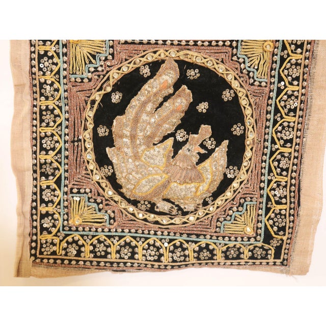 Gold Vintage Burmese Kalaga Tapestry Embroidered Wall Hanging 1960 For Sale - Image 8 of 12