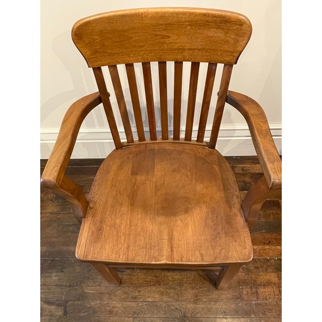 1940s Vintage Wooden Office Arm Chair For Sale - Image 5 of 6