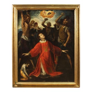 Italian Artist, The Martyrdom of Saint Stephen, 1610, Oil on Panel, Framed For Sale