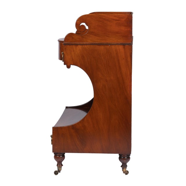 American American Neoclassic Mahogany Demilune Dressing Stand on Brass Castors, 1830 For Sale - Image 3 of 15