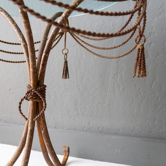 Brass Italian Brass Rope and Tassel Rustic Outdoor Drinks Table For Sale - Image 8 of 18