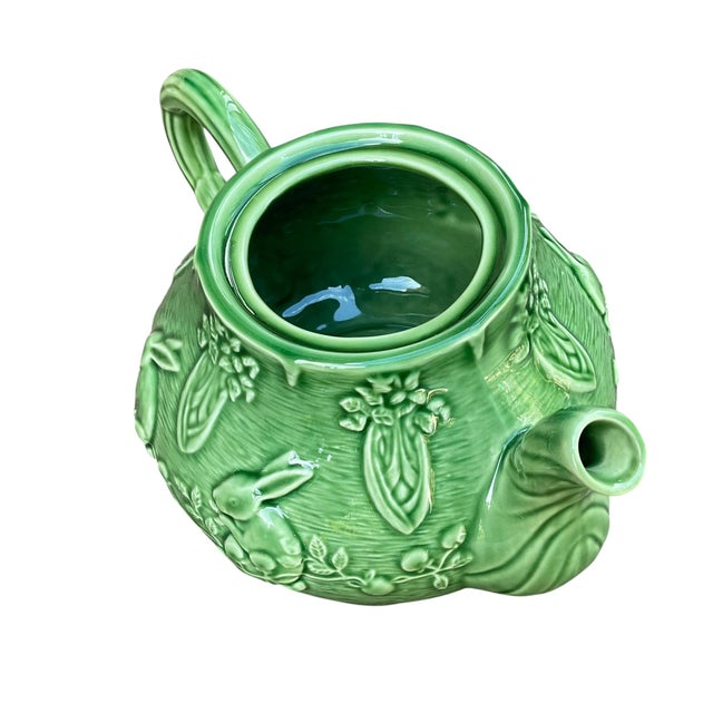 Ceramic Bordallo Pinheiro Majolica Bunny Rabbit Teapot Portugal Late 20th Century For Sale - Image 7 of 9