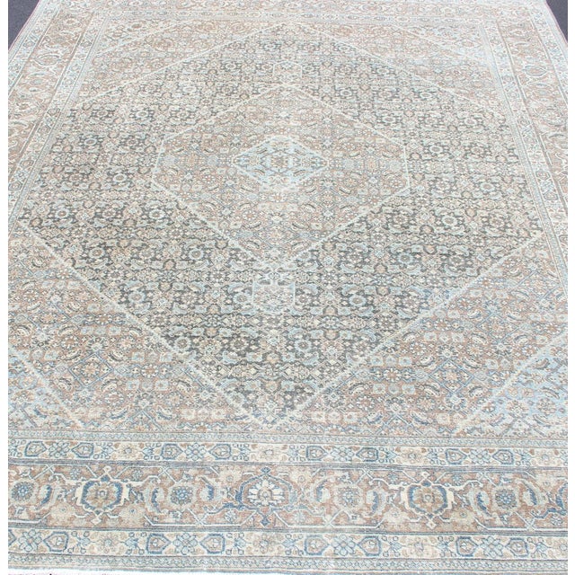 Medium Blue and Gray Background Persian Tabriz Rug With All-Over Herati Design 8'6 X 11'7 For Sale - Image 18 of 18