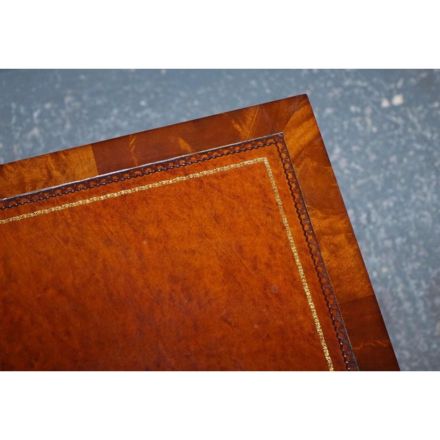 Revival Inlaid Revolving Bookcase End Table with Brown Aged Leather Top For Sale - Image 18 of 18