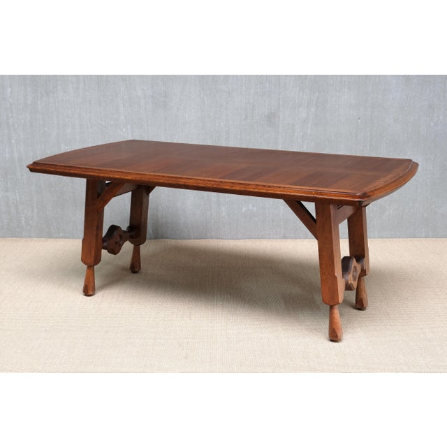 Mid-Century Modern Oak Parquetry Dining Table by Guillerme et Chambron for Votre Maison, France, 1960s For Sale - Image 3 of 15