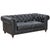 2020s Duplicate Crafters and Weavers Slate Leather Century Chesterfield Love Seat For Sale - Image 5 of 5