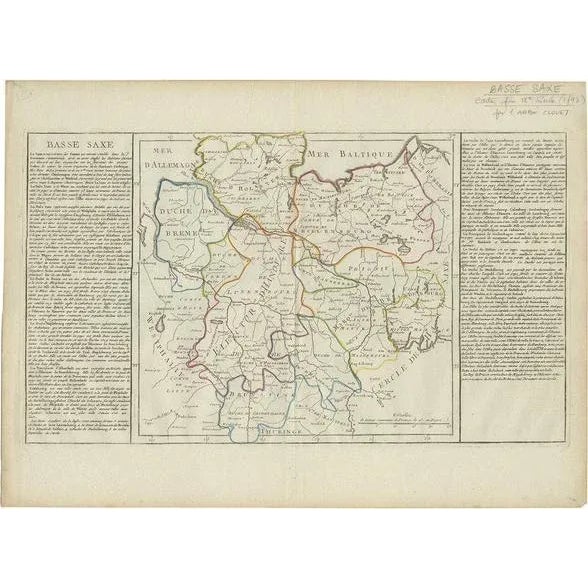 Late 18th Century Antique Map of Lower Saxony by Clouet, 1787 For Sale - Image 5 of 5