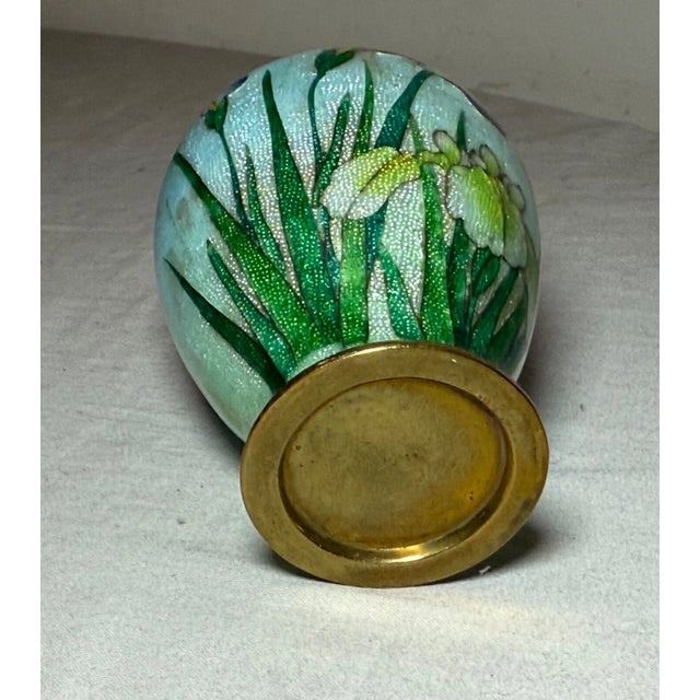 19th Century Antique 19th Century Japanese Meiji Miniature Foil Enamel Flower Bronze Vase Urn For Sale - Image 5 of 9