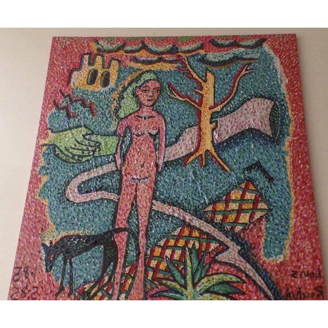 Abstract Mid 20th Century Abstract Figurative Acrylic Painting on Canvas by Louis Recchia For Sale - Image 3 of 9