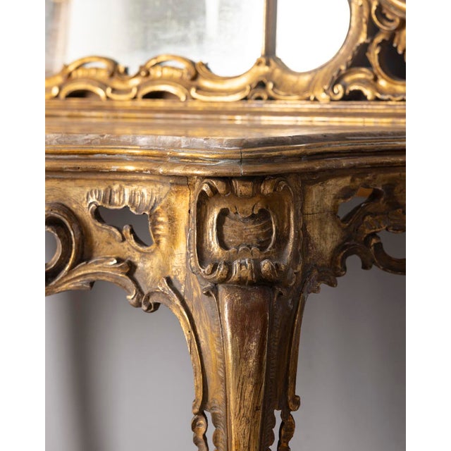 Antique Console Table with Mirror in Decorated Wood, 1890s For Sale - Image 17 of 18