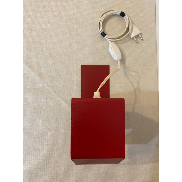 Vintage Geometric Red Metal Table Lamp, 1970s For Sale - Image 11 of 15