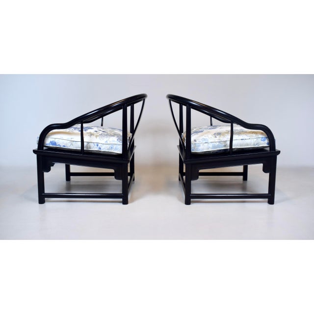 Mid 20th Century 1960s Solid Ebony Chinoiserie Lounge Chairs Baker Furniture For Sale - Image 5 of 14
