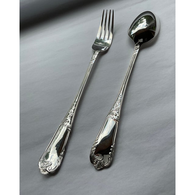 1980s A Pair of Silver Large Serving Spoon & Fork, La Regence For Sale - Image 14 of 14