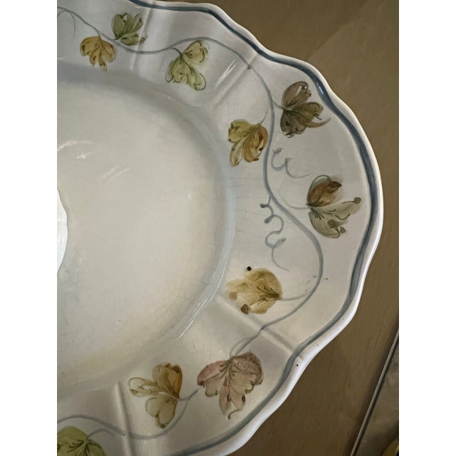 Vintage Italian Ceramic Footed Punch Bowl & Platter -2pc For Sale - Image 9 of 10