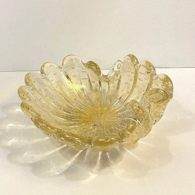 Midcentury Italian Murano Attributed Champagne Art Glass Clamshell Dish For Sale In New York - Image 6 of 12
