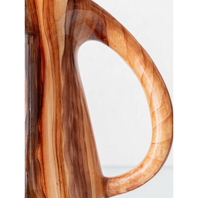 Mid-Century Modern French Faux Bois Earthenware Pitcher, 1950 For Sale - Image 9 of 15