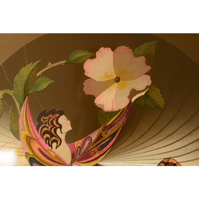 Vintage Art Nouveau Style Michelle Emblem Metallic Gold Foil Rose Nymph Framed Art For Sale - Image 4 of 13