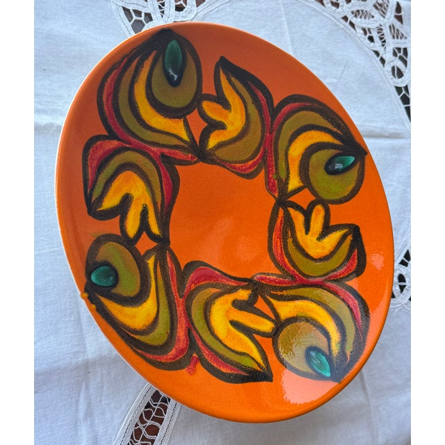Abstract Mid 20th Century Poole Pottery England Hand-Painted Abstract Plate For Sale - Image 3 of 15