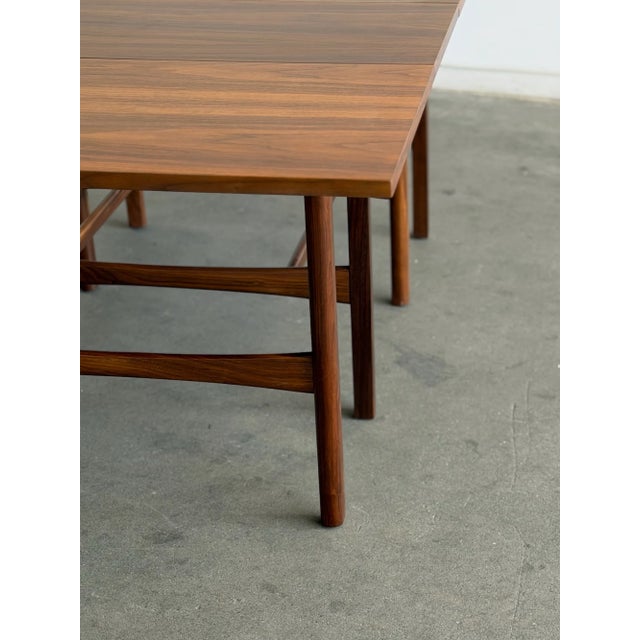 1960s Walnut Drop Leaf Dining Table by American of Martinsville, Attributed For Sale - Image 15 of 18