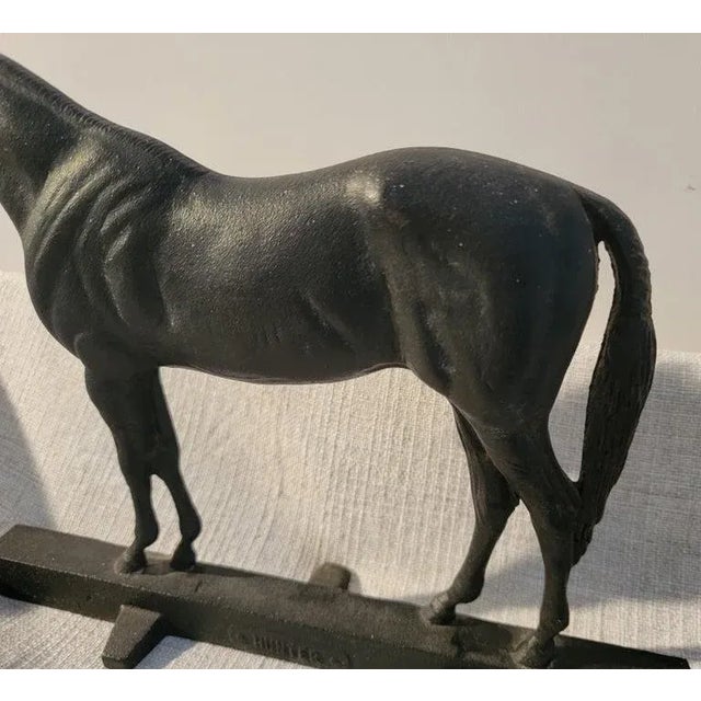 Folk Art Mid 20th Century Cast Iron Horse Doorstop Signed Hunter For Sale - Image 3 of 7