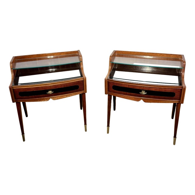 Bedside Tables in the style of Paolo Buffa, Milan, Italy, 1960, Set of 2 For Sale