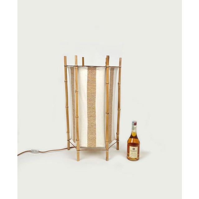 Wood Italian Bamboo and Rattan Floor Lamp in the style of Louis Sognot, 1960s For Sale - Image 7 of 15