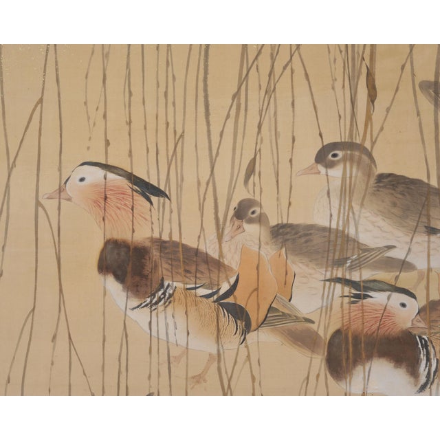 Japanese Taishō/Shōwa Painting Flock of Ducks in Winter Pond For Sale - Image 9 of 18