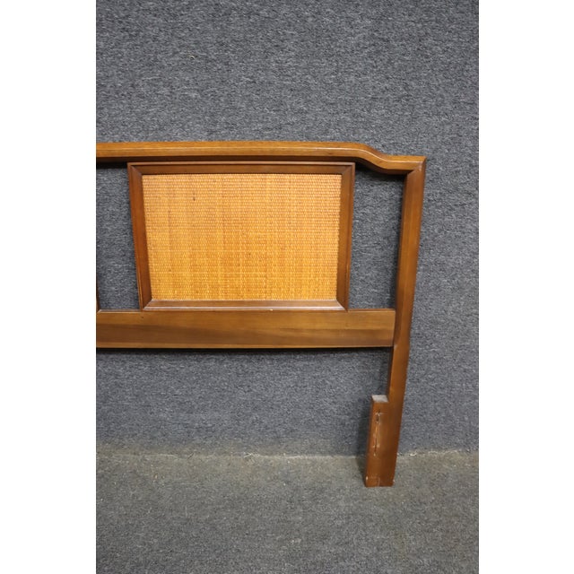 Mid-Century Modern Mid-Century Walnut Queen Headboard With Cane Panels For Sale - Image 3 of 8