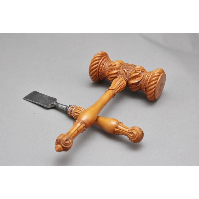Wood Antique Ceremonial Launching Mallet and Chisel, 1880, Set of 2 For Sale - Image 7 of 12