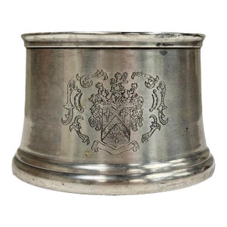 Vintage Silver Tone Wine Bottle Coaster For Sale