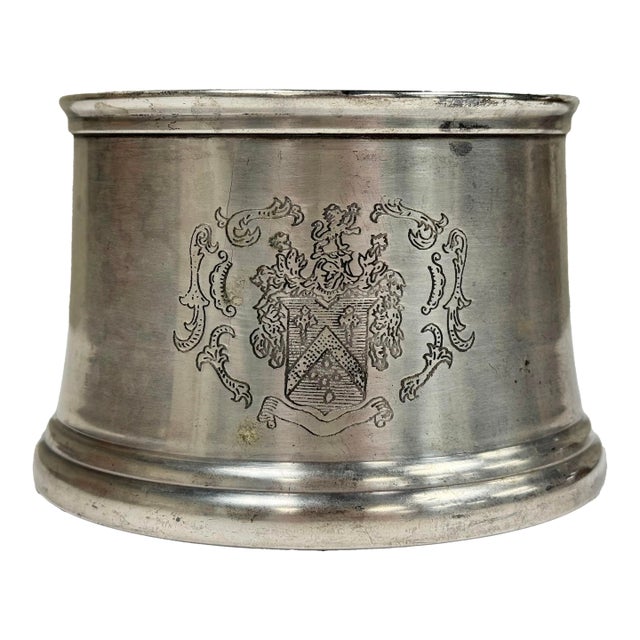 Vintage Silver Tone Wine Bottle Coaster For Sale