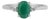 Everyday Oval Emerald Gemstone and Diamond Ring in Sterling Silver, Size 7.5 For Sale