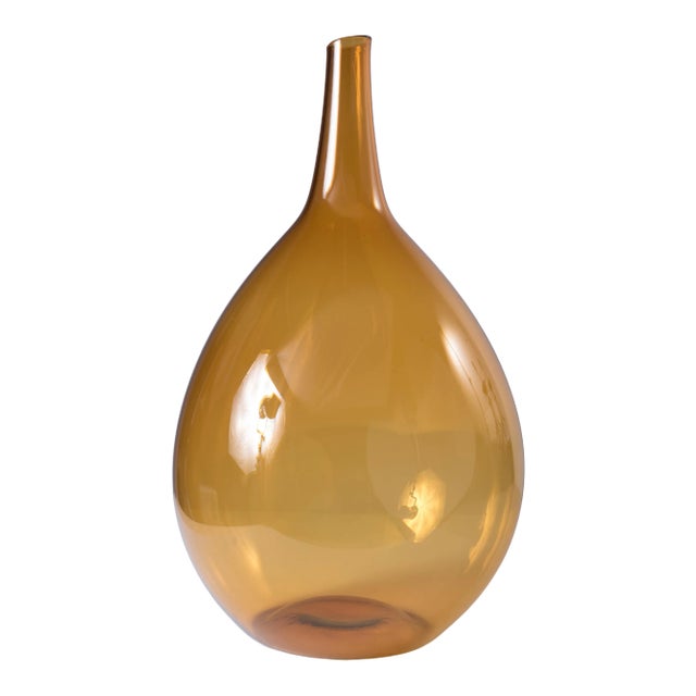1960s Mid-Century Amber Zeller Glass Floor Vase Bottle Attributed to Wayne Husted for Zeller For Sale