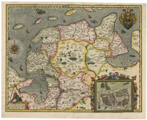 Antique Map of East Frisia, 1610, Paper
