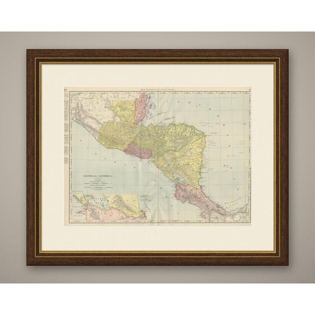 An antique map of Central America printed by Rand McNally in 1899 across pages 404 and 405 of its indexed atlas, this...