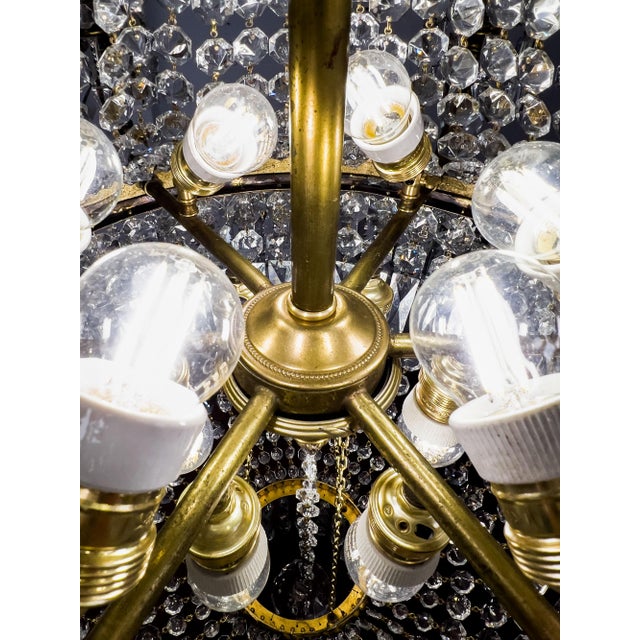 Large Italian Beaded Crystal Basket Chandelier, 1920s For Sale - Image 16 of 17